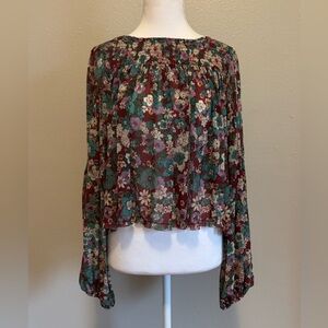 Free People Up For Anything Floral Flowy Mesh Top - Size S